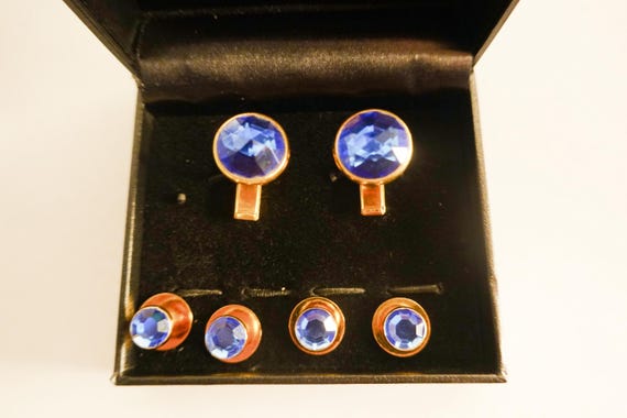 Cufflinks and Studs, Blue Crystal Cufflinks and Shirt Studs, Blue Tuxedo shirt studs and cufflinks, Wedding Tuxedo Cufflinks studs