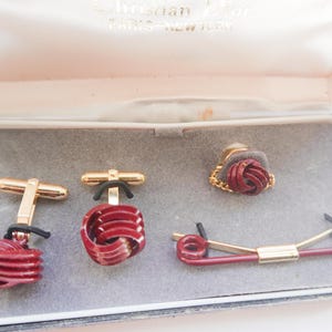 Vintage Christian Dior Cufflinks Set Tie Tack Pin Collar Bar, Designer Cufflinks  Set With Original Box, Christian Dior Men's Accessories