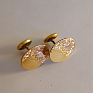 Antique Vintage, GOLD Filled Cufflinks, Etched Floral Gold Cufflinks, Groom Gift, Antique Cufflinks, Men&#39;s Gift, Men&#39;s Fine Jewelry