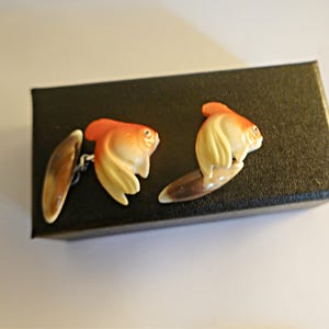 Vintage Fish Cufflinks, Chinese Japanese Koi Fish Cufflinks, Porcelain Cufflinks, Destination Wedding Groom gift, Beach hostess gift