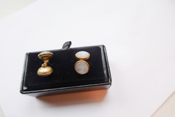 Antique Vintage Art Deco Mother of Pearl Cufflink… - image 2