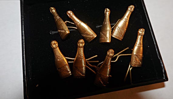 Champagne Bottle  Tuxedo Cufflinks Studs / Party … - image 1