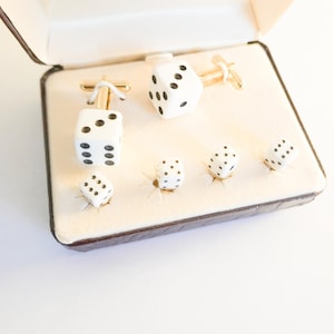 Gemelos vintage con forma de botón, regalo para jugadores de dados de la suerte, gemelos con forma de botón para esmoquin, regalo para despedidas de soltero, regalo para novios, gemelos con forma de botón para casino