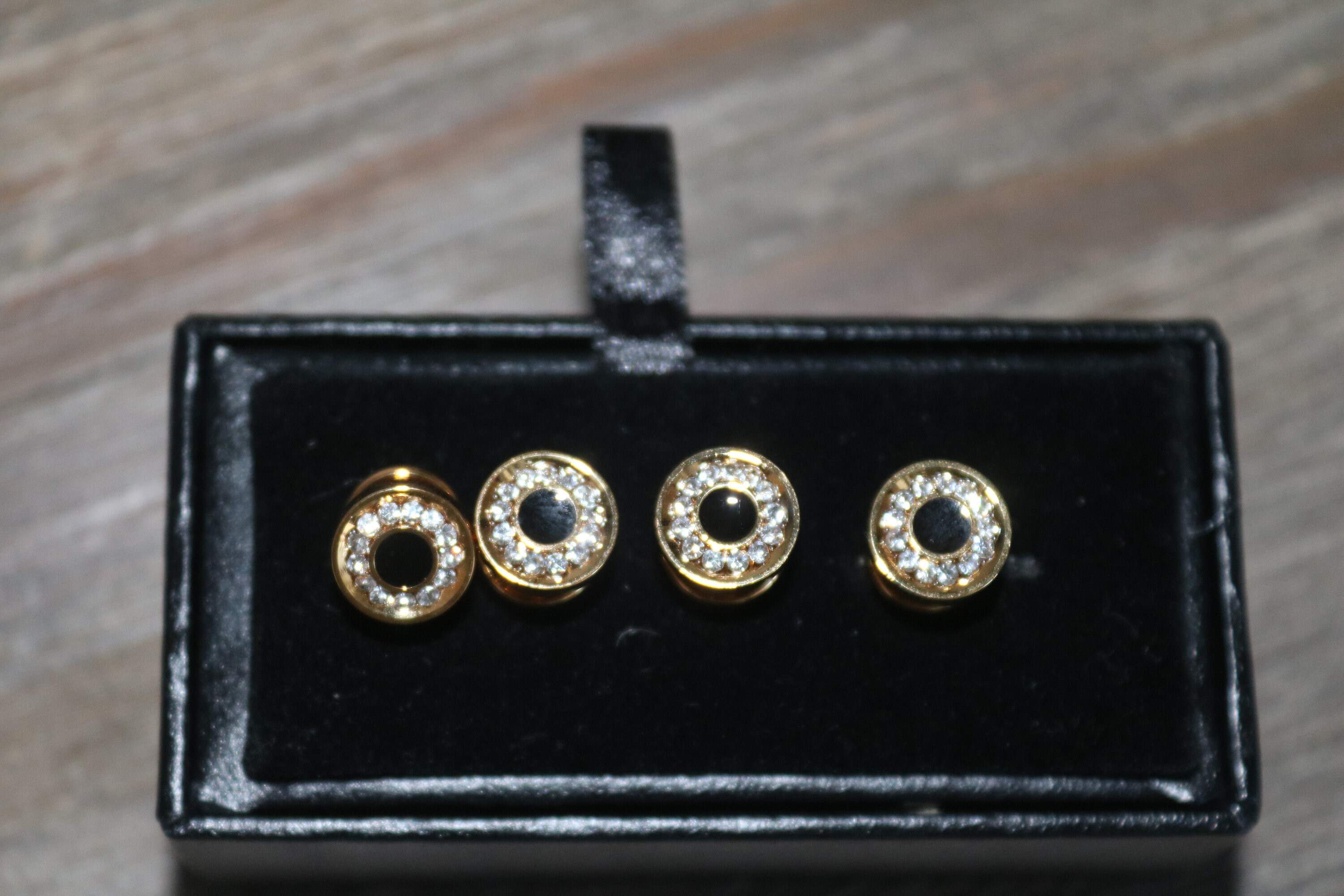 Crystal shirt studs SET OF 4 gold black tuxedo shirt studs Etsy