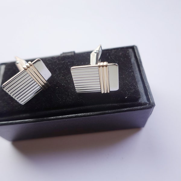 Sterling Silver Cufflinks With 14k Gold, Dolan Bullock Cufflinks, Two Tone Silver and Gold Cufflinks, Vintage Men's Jewelry, French Cuffs