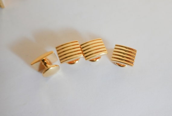 Vintage Tuxedo Shirt Studs - Set of Four - Gold -… - image 1