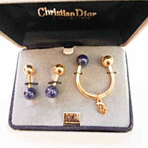 Vintage Christian Dior Accessories, Cufflinks and Money Clip, Gemstone cufflinks, Mens Fine Jewelry, Mens Christmas gift