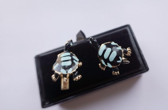 SEA TURTLE CUFFLINKS, Vintage Turtle Cufflinks, N… - image 2