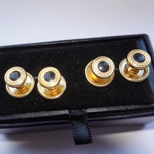 Vintage Black Tuxedo Shirt Studs, Studs, Black Onyx Tuxedo Studs, 4 Black studs,  Wedding Cufflinks,  Groom Gift, Tuxedo Accessoy