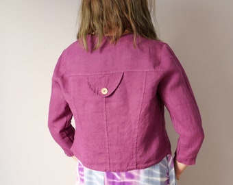 Vintage purple cute details 3/4 sleeve boxy cute Italian capsule cotton basic button down top shirt retro Size M