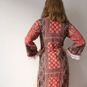 Vintage Pakistanische Boho Tunika: Verzierter Kaftan mit Fransen (S/L)