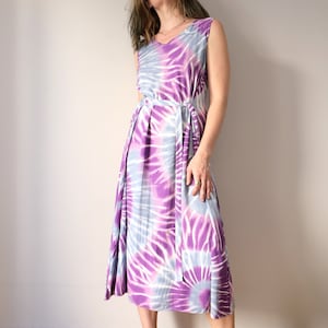 Vintage 90s Purple Tie Dye Slip Dress: Boho Festival Dress (M/XL)