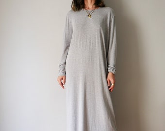 Vintage grey basic t-shirt Lands End dress cotton slip on easy basic layer classics dress size S/XL