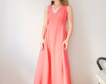 Vintage pink open back French style long dress Paris bridal romantic barbie size M/L