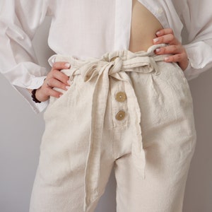 Vintage Linen Blend Culottes: Cottagecore Wide Leg Pants, Size S