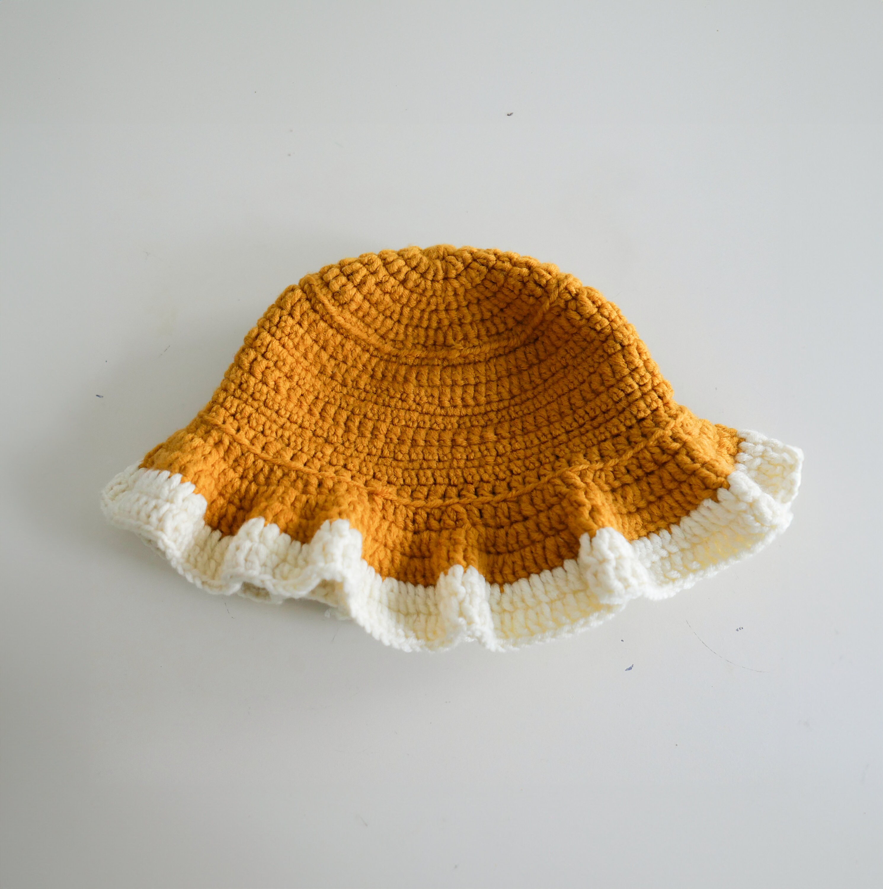 Crochet Mustard Egg Bucket Hat Handmade Knitwear Accessory