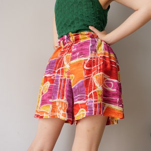 vintage années 90 sac en papier patchwork motif shorts taille haute pantalon de base vêtements de maison cottage core shorts taille S image 6