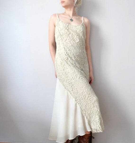 Vintage Lace Halter Dress: 1920s Style Pearl Embellished Boho Dress (size  S/M) - Etsy