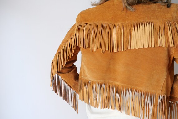 Vintage boho 70s camel earthy brown fringe leathe… - image 2