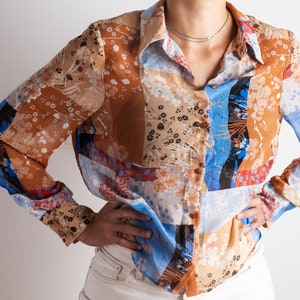 Vintage sheer shirt colors print abstract capsule onesize basic size m fresh spring classic basic shirt retro style unisex