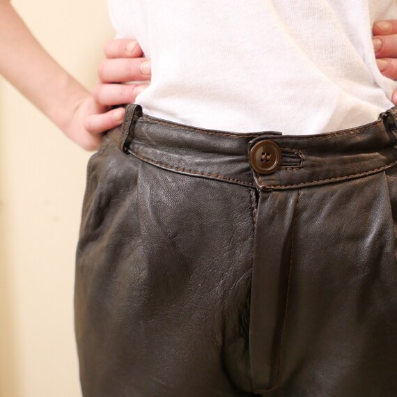 LETHER DETACHABLE POUCH PANTS　／BROWN ANTIQUE