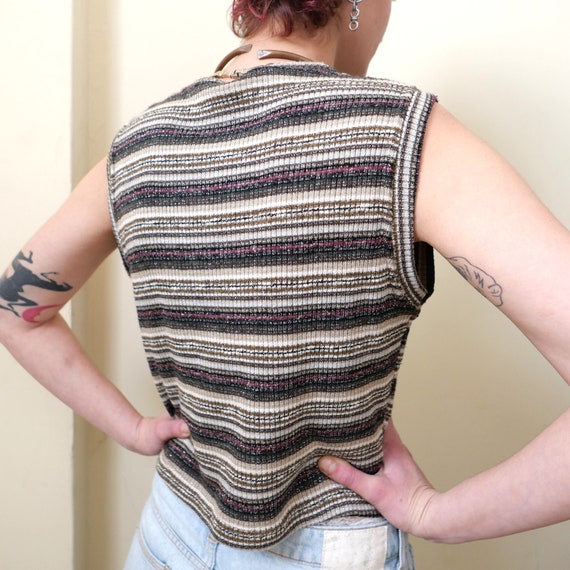 Vintage 90s rave style lurex fav knit top stripes… - image 10