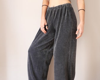 Vintage velvet grey cotton minimalist utility pant high waist basic capsule pants yoga harem look street style basic capsule size S-M