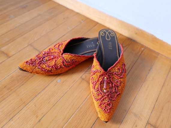 Vintage beaded embellished clogs Indian slippers … - image 8