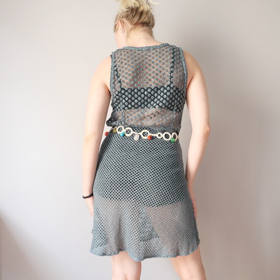 Vintage Cotton Knitted  boho dress Crochet woven … - image 2