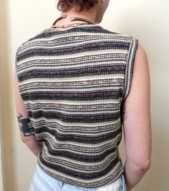 Vintage 90s rave style lurex fav knit top stripes… - image 9