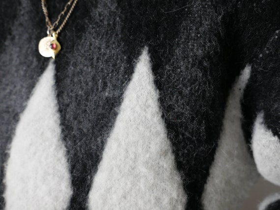 Alpaca Wool Vintage folklore sweater long grey ar… - image 9