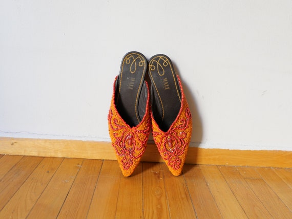 Vintage beaded embellished clogs Indian slippers … - image 7