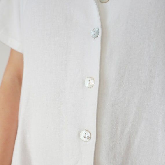 Vintage 100% linen white button down camisole bas… - image 6