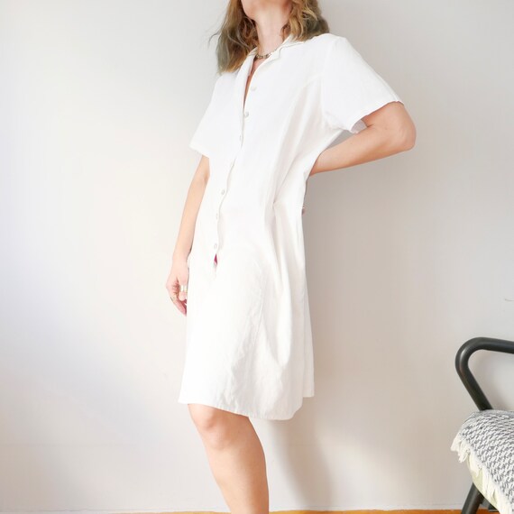 Vintage 100% linen white button down camisole bas… - image 3