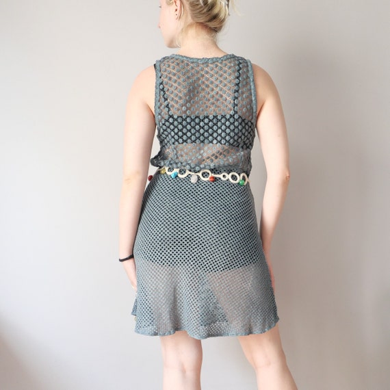 Vintage Cotton Knitted  boho dress Crochet woven … - image 8