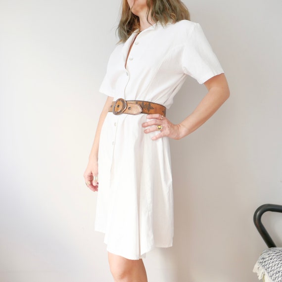 Vintage 100% linen white button down camisole bas… - image 2