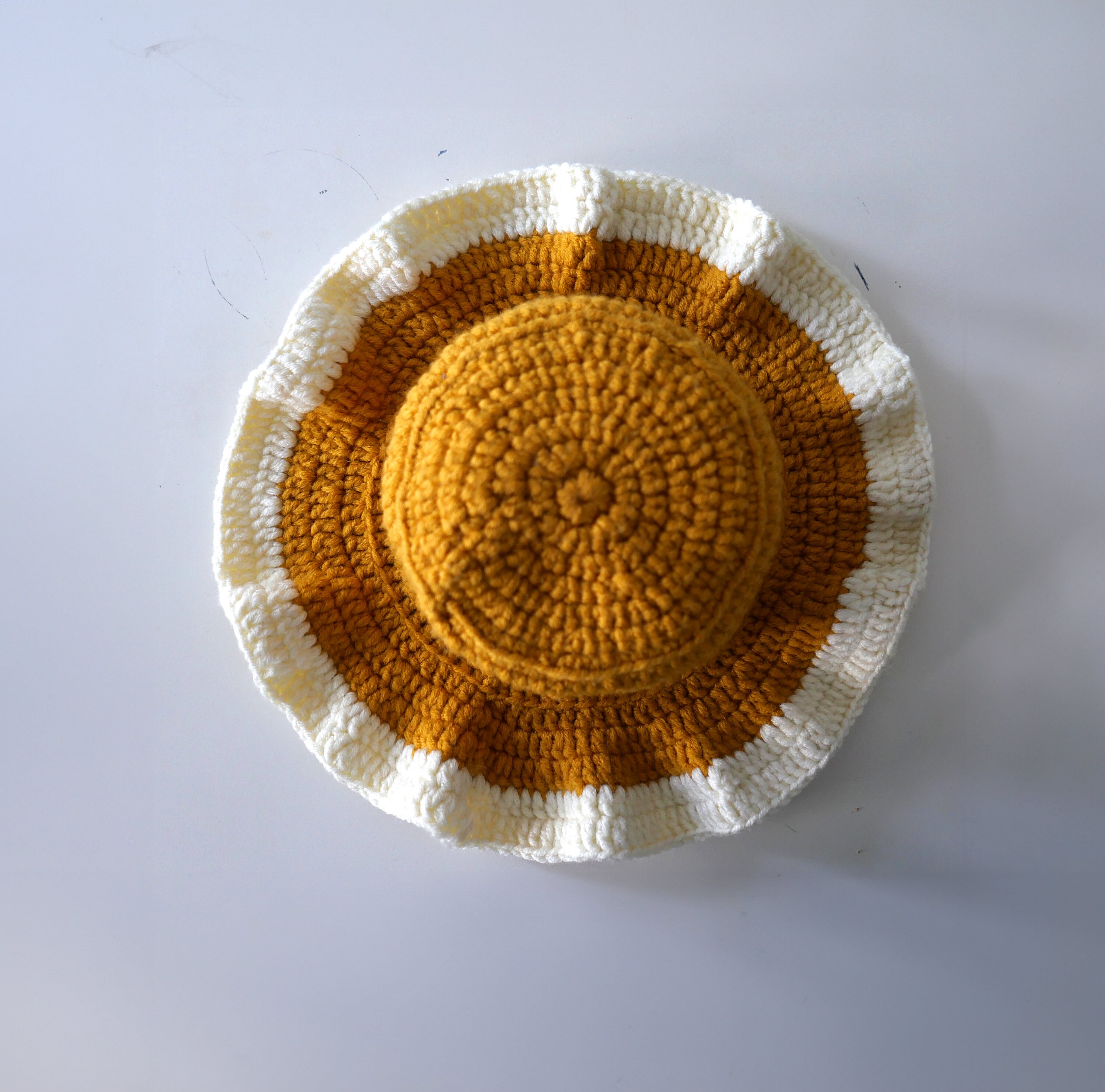 Crochet Mustard Egg Bucket Hat Handmade Knitwear Accessory