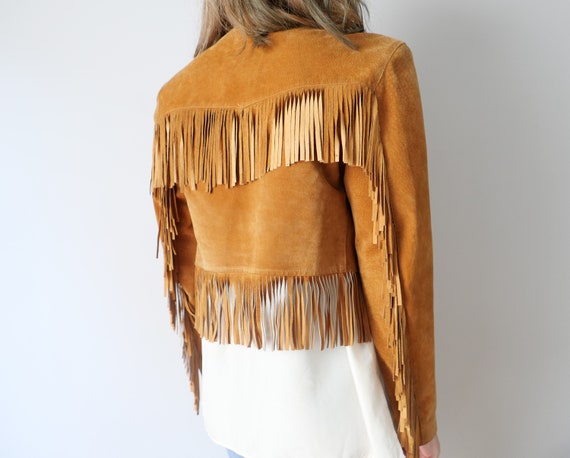 Vintage boho 70s camel earthy brown fringe leathe… - image 5