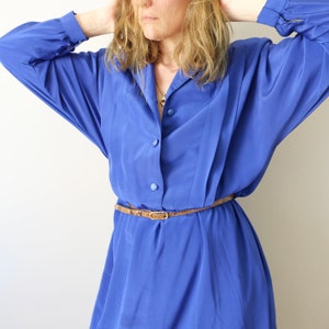Vintage Satin Marktkleid Cottage Kern französischer Stil electric blue romantische Fledermausärmel Schulterpolster weicher Satin Größe M/XL