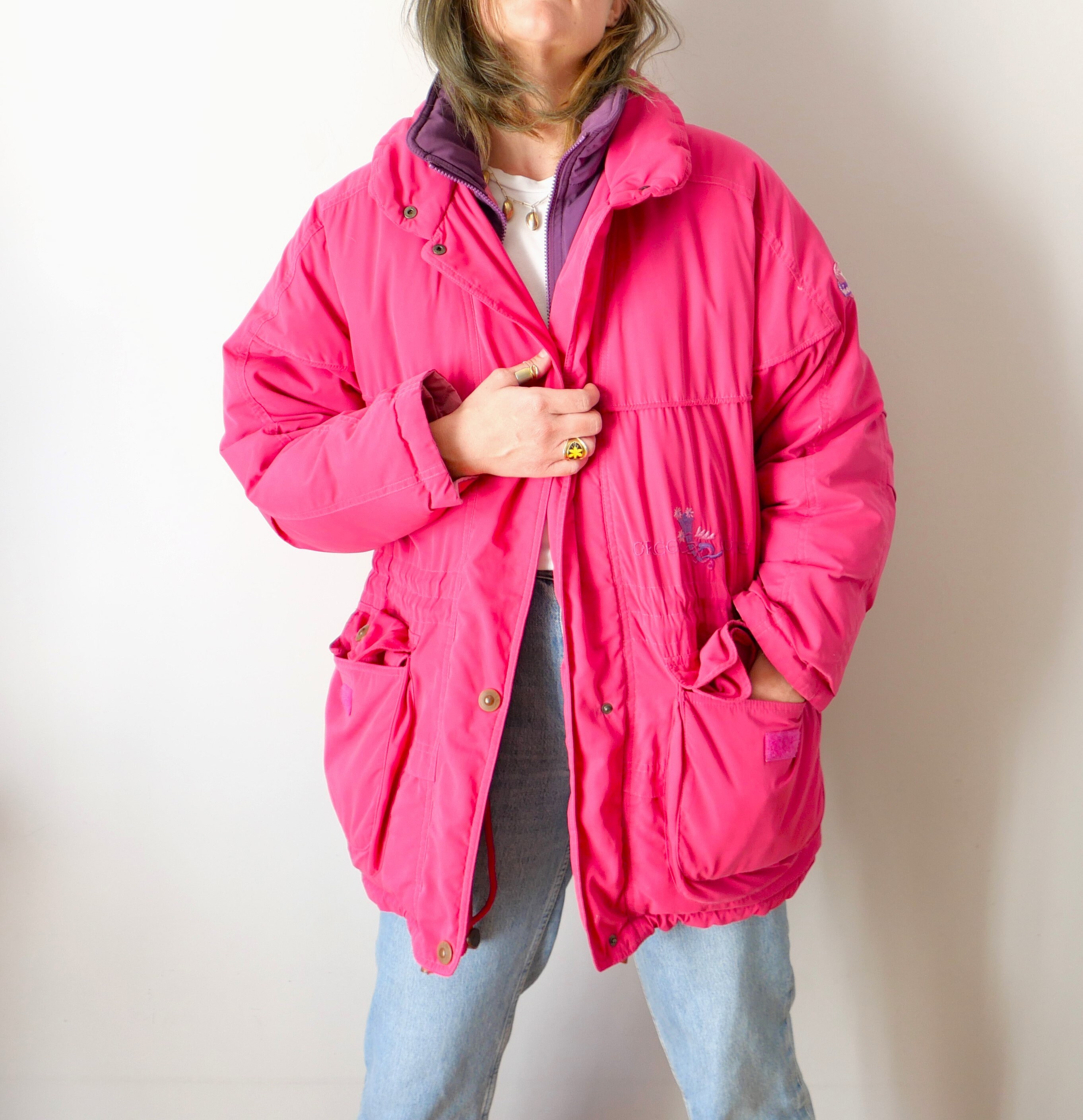 Vintage 90s Pink Down Puffer Jacket: Retro Anorak (size S/L) - Etsy