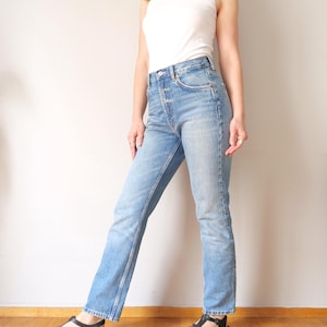 90s High Rise Stone Wash Jeans: Vintage Straight Leg Denim