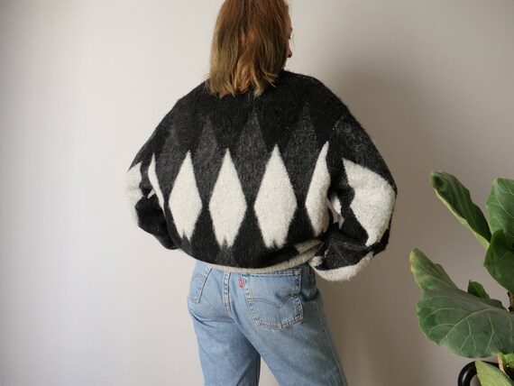 Alpaca Wool Vintage folklore sweater long grey ar… - image 7