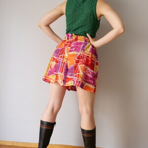 vintage années 90 sac en papier patchwork motif shorts taille haute pantalon de base vêtements de maison cottage core shorts taille S image 5