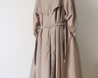 trench vintage Penny Black rare léger coupe de base beige gabardine années 70 esthétique pardessus unisexe classique une ligne manteau taille S/XL