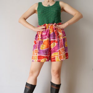 vintage années 90 sac en papier patchwork motif shorts taille haute pantalon de base vêtements de maison cottage core shorts taille S image 4