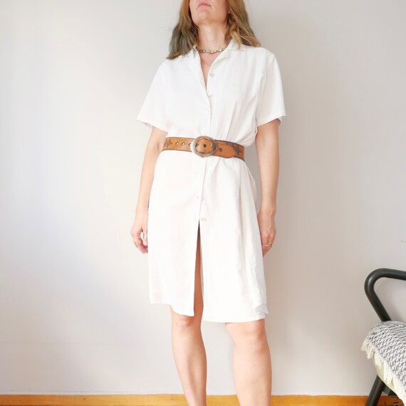 Vintage 100% linen white button down camisole bas… - image 5