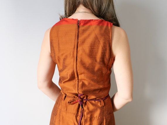 Vintage colour block unique dress silk blend feel… - image 9