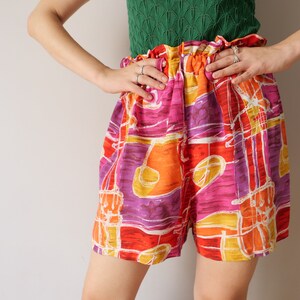 vintage années 90 sac en papier patchwork motif shorts taille haute pantalon de base vêtements de maison cottage core shorts taille S image 8