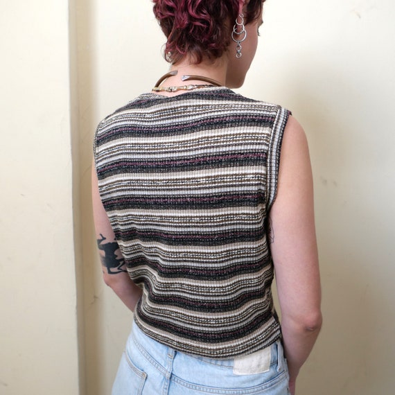 Vintage 90s rave style lurex fav knit top stripes… - image 8