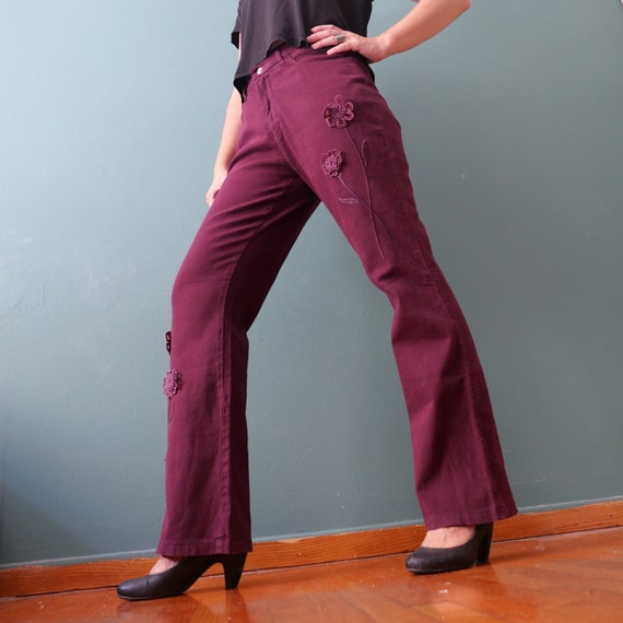 Vintage 70s bell-bottom denim purple mid rise flow